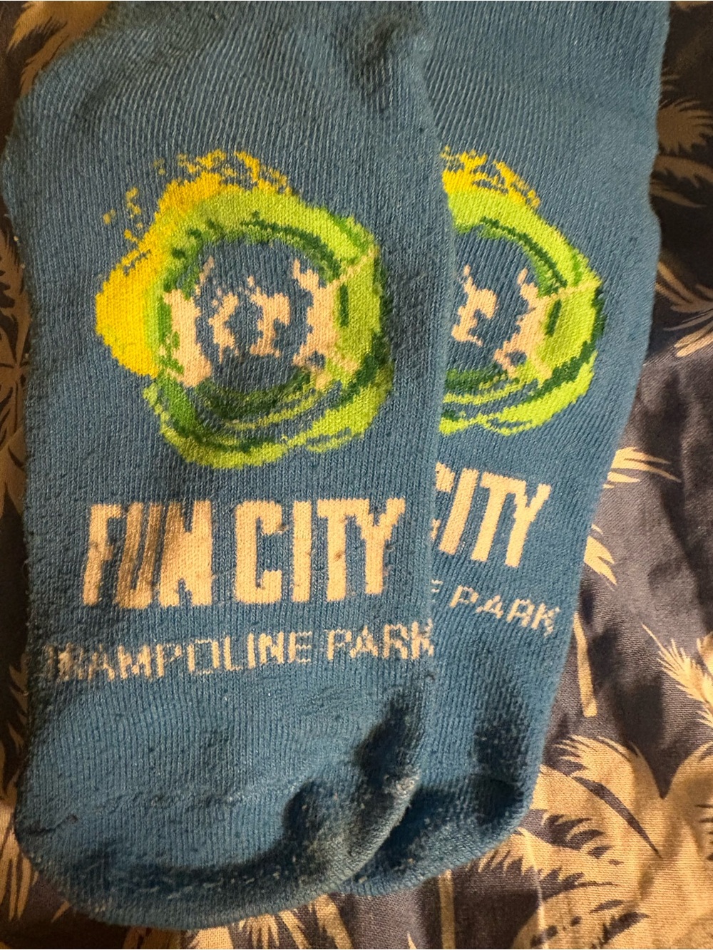 Fun City Trampoline Park Blue Graphic Socks